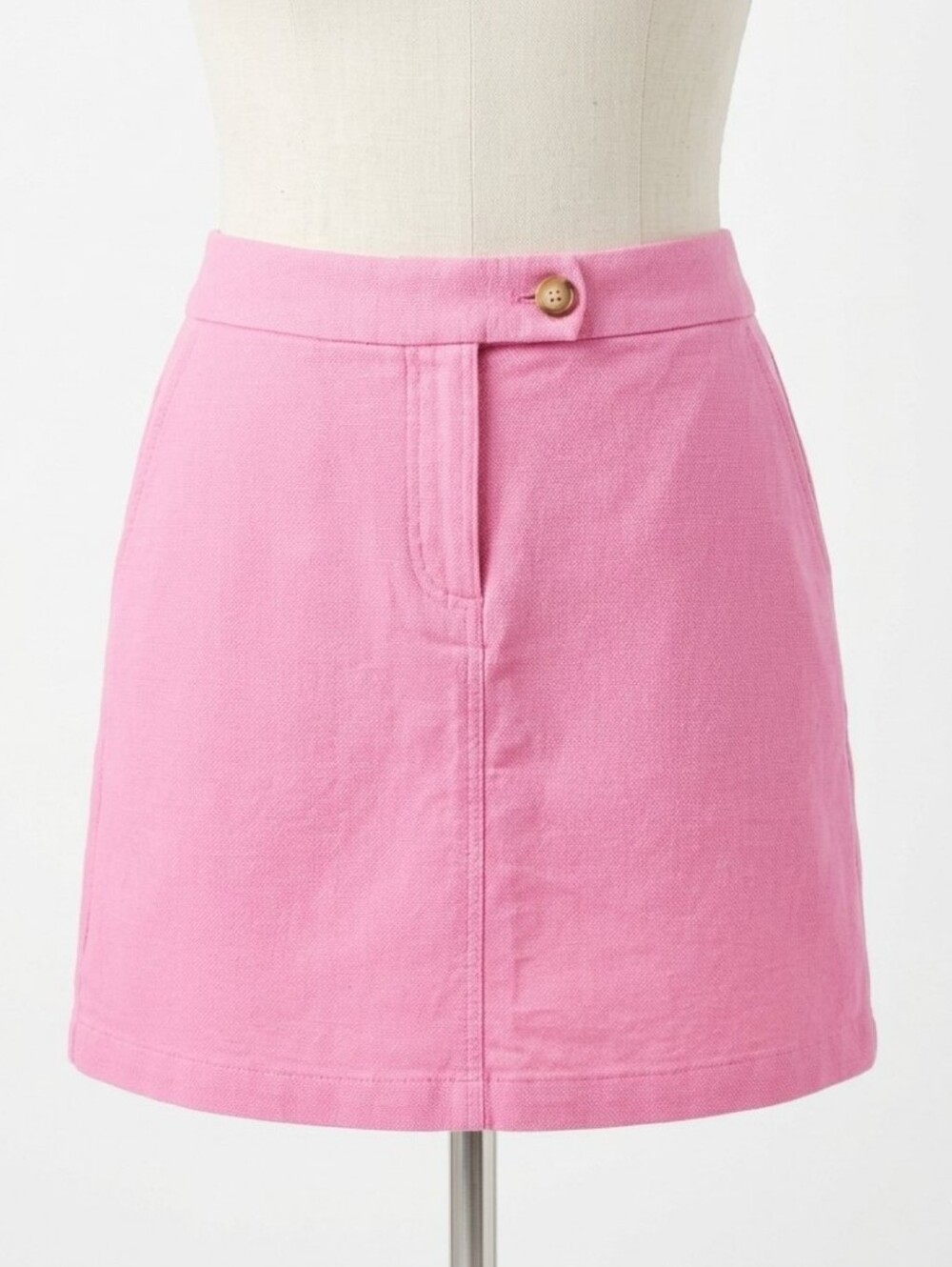 Anthropologie Vanessa Virginia Pink Textured Pickstitch Cotton Mini Skirt Pocket